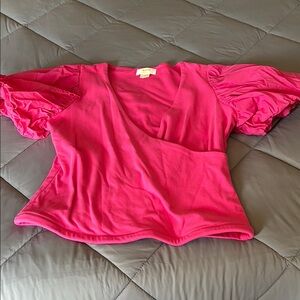 Maeve Anthropologie Pink Puff Sleeve Top